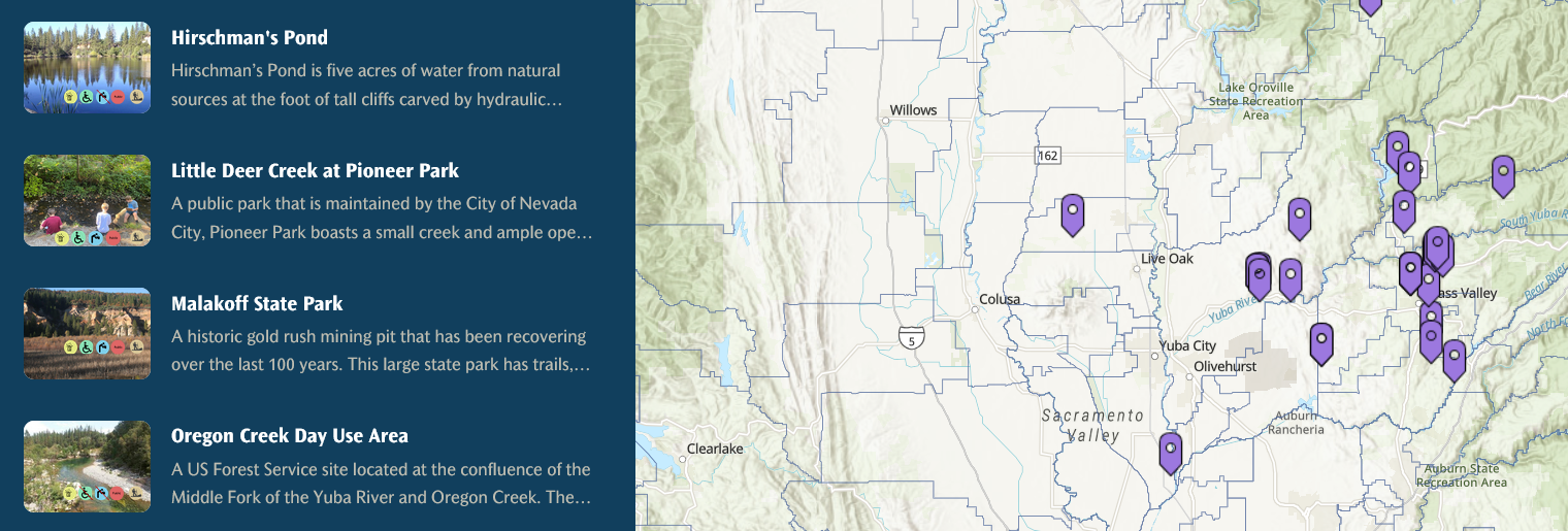 Map of field sites with short descriptions