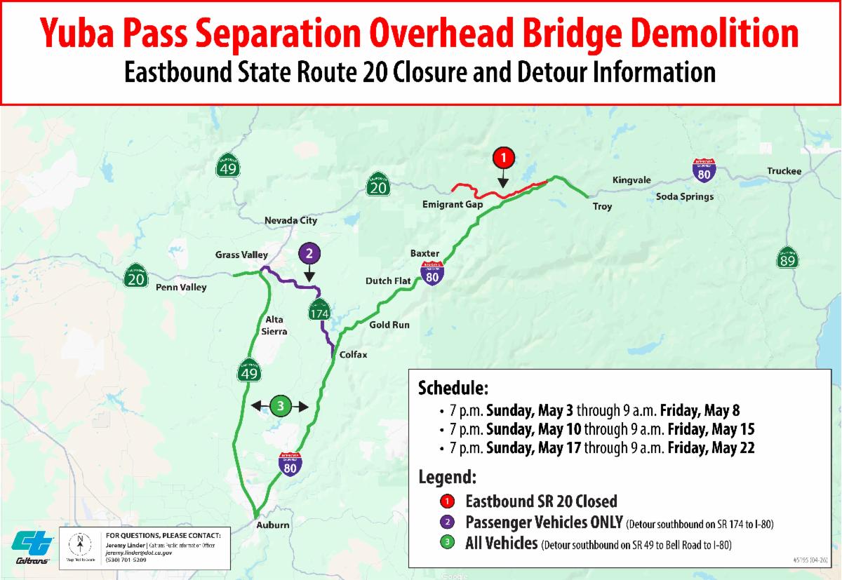 Eastbound Hwy 20 11-day closure scheduled at I-80 junction 22/24/26/+20 Closure main image 0